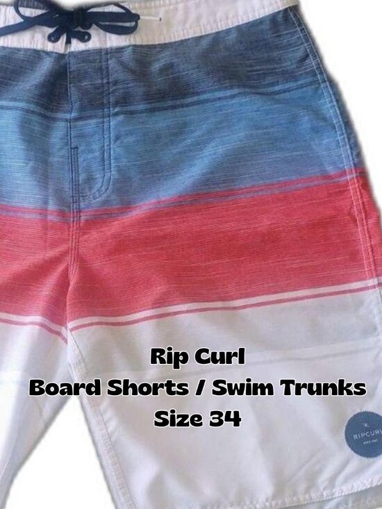 Rip Curl Other - Rip Curl Red White Blue Surf Board Shorts Swim Trunks Sz 34 Cargo Pouch